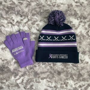 Seattle Kraken Hockey Fights Cancer Beanie & Gloves